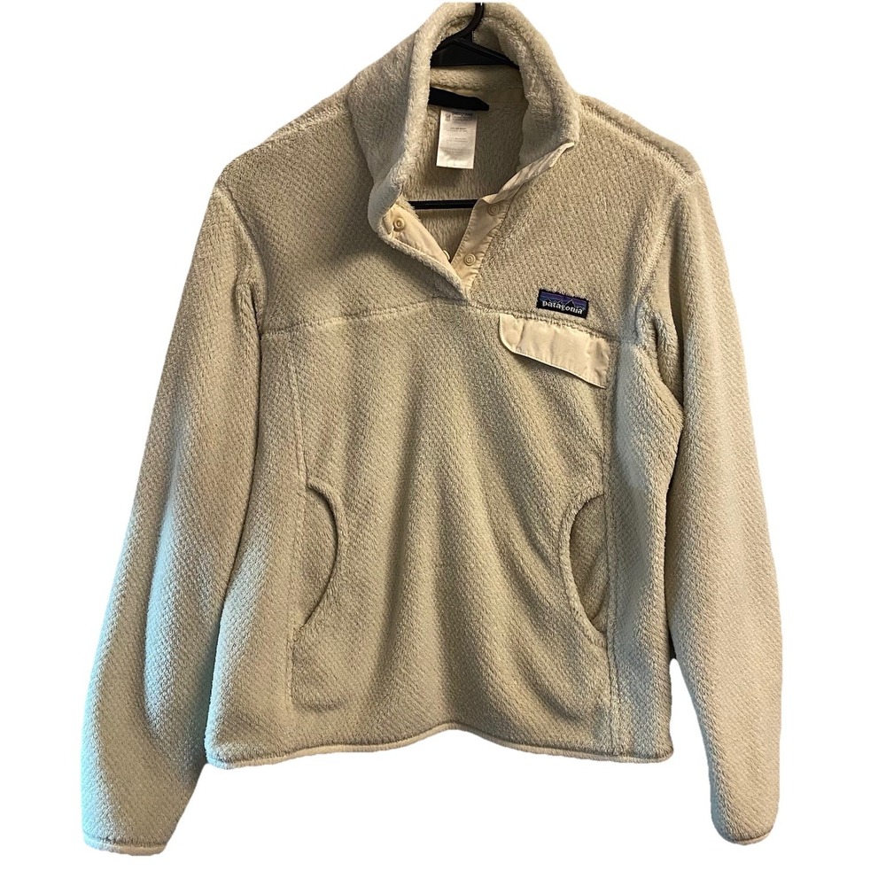 Patagonia Womens‎ Polartec Thermal Pro Fleece Pullover Sweater Cream Color Sz.S